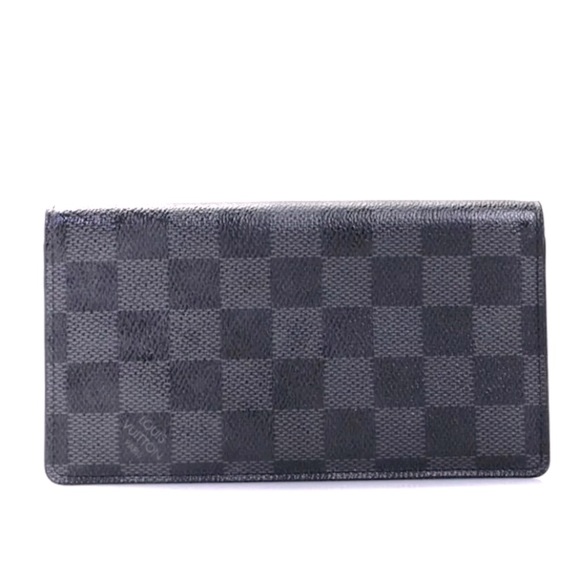 EUC [Louis Vuitton] Checkered Long Unisex Wallet Credit Card Holder Black/Grey - Picture 4 of 16